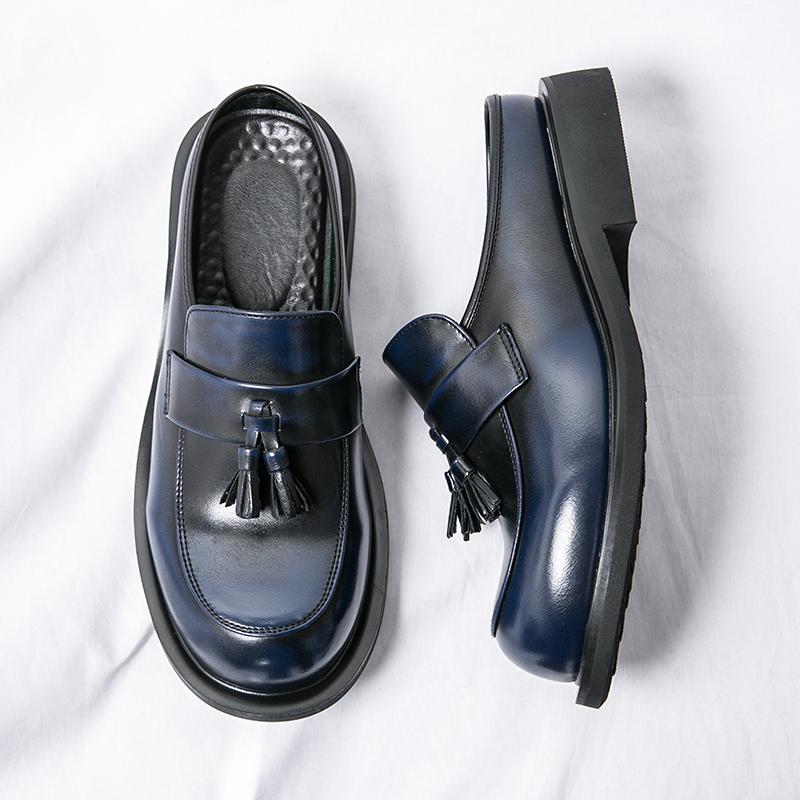 Fashion New Men's Black Blue Tassels Half Slippers Driving Shoes Male Casual Mules Moccasins Breathable Loafers Zapatos Hombre