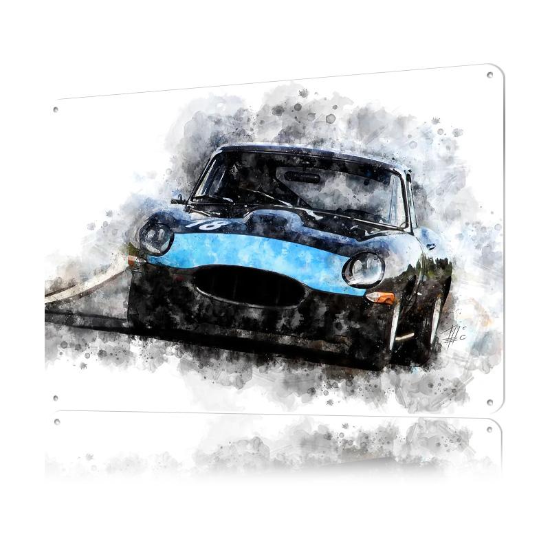 E Type Racing Tinplate Poster Customized Wall Art Retro Vintage Metal Signs for Fans Mancave Decoration Gaming Desk Decor Room