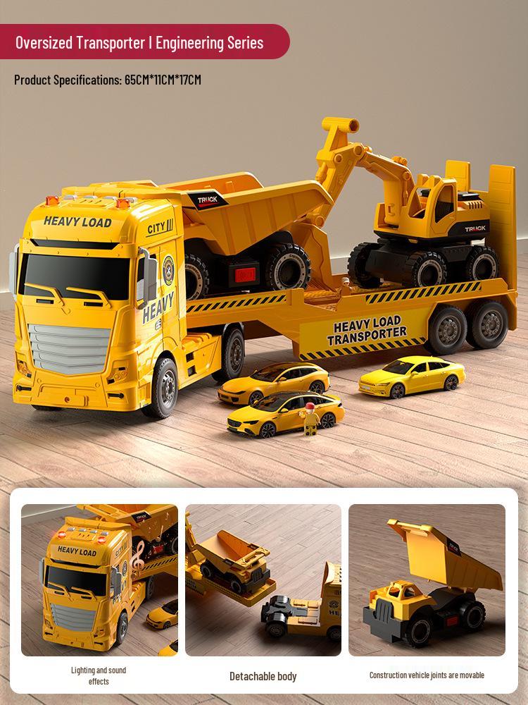 Large Rescue Tow Truck Crane Flatbed - Educational Engineering Transport Toy for Kids