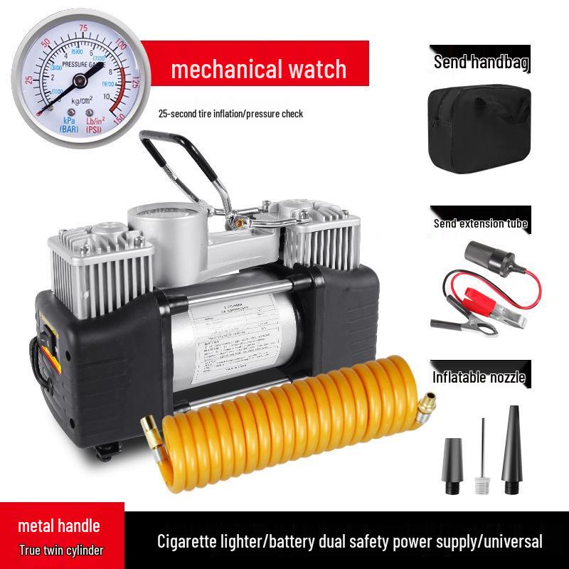 High-Power Portable Car Tire Inflator: True Double Cylinder for Quick Inflation