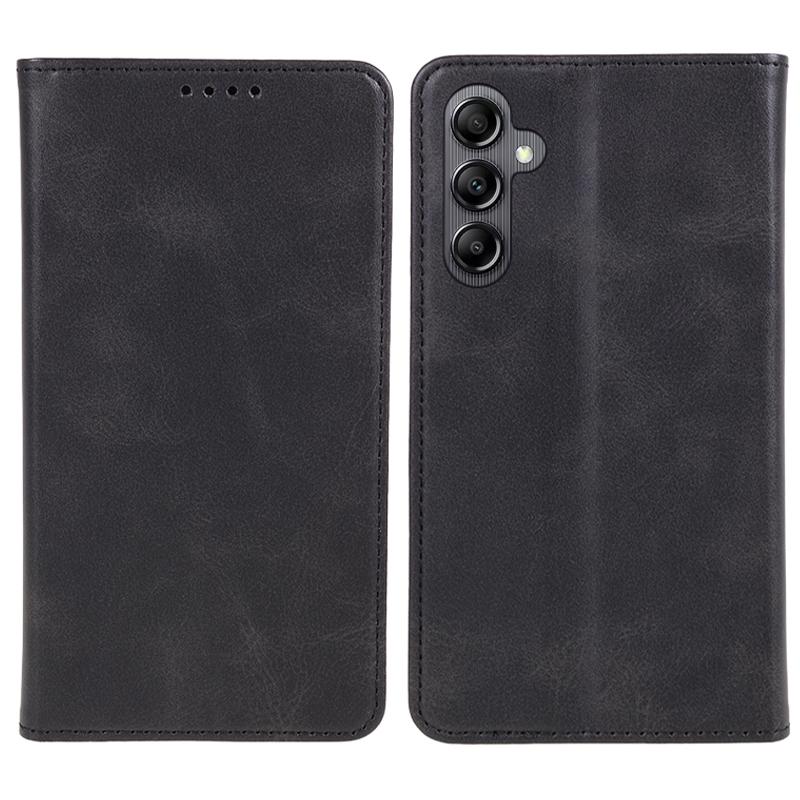 

Для Samsung Galaxy A56 5G чехол прочный магнитный PU кожаный чехол для телефона текстура теленка Black