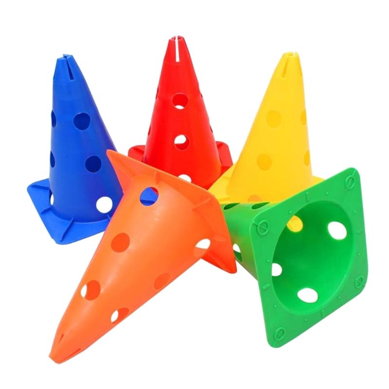 2 Pack Sports Training Cones Plastic Marker Training Traffic Cones for Skate, Soccer, Football, Assorted Colors, 12 Inch