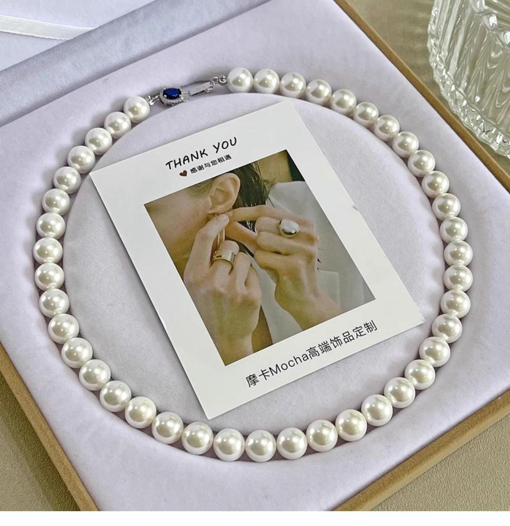 Windsor Sapphire Pearl Necklace: Women's Luxurious Osjka Pearl with Strong Luster