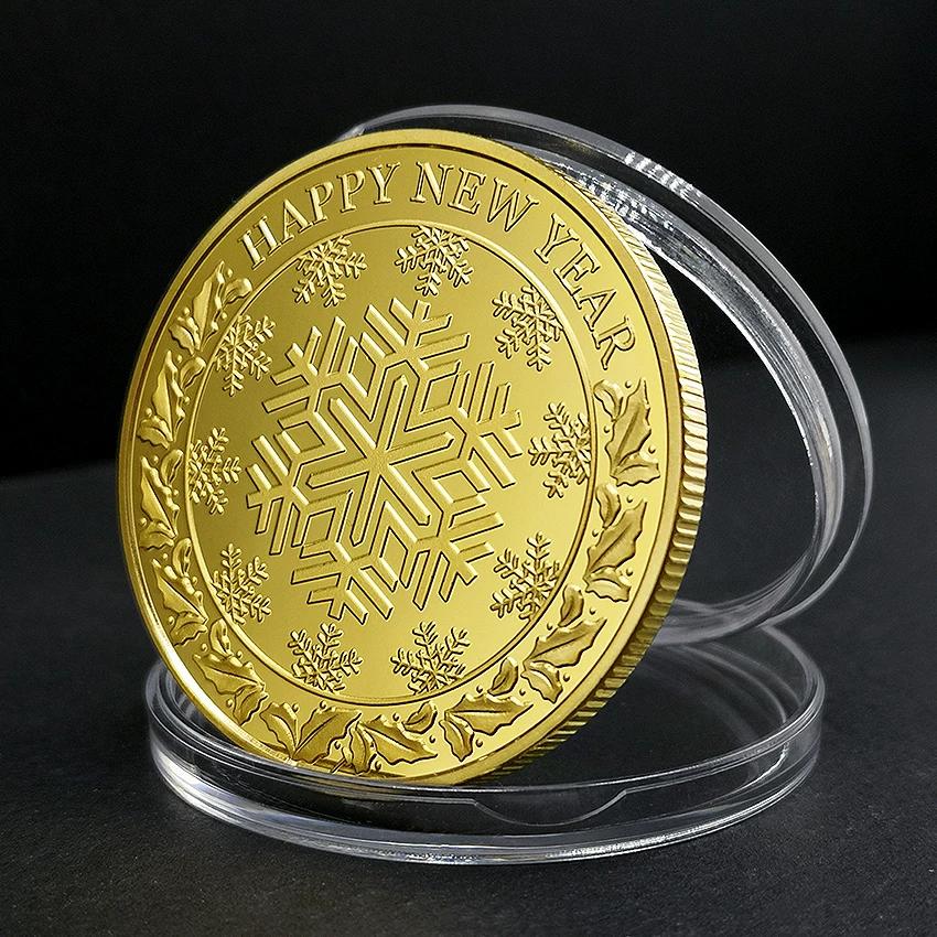 Christmas Snowman Colored Coin Elizabeth Commemorative Medal Silver Coin Christmas Eve Small Gift Tooth Fairy Colored Silver Coin