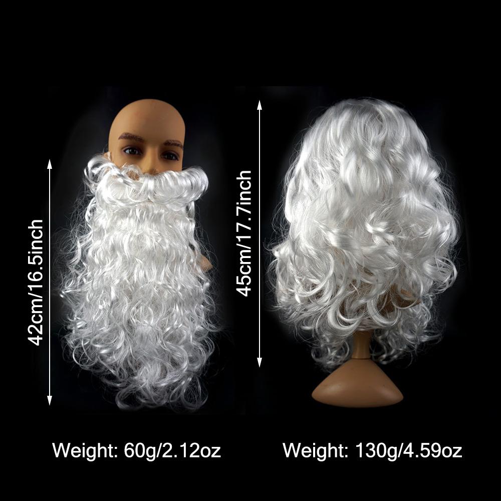 Christmas Halloween Santa Wig & Beard White Beard Wig Cosplay Costume Accessories Santa Hat Glasses Gloves DIY Decorations