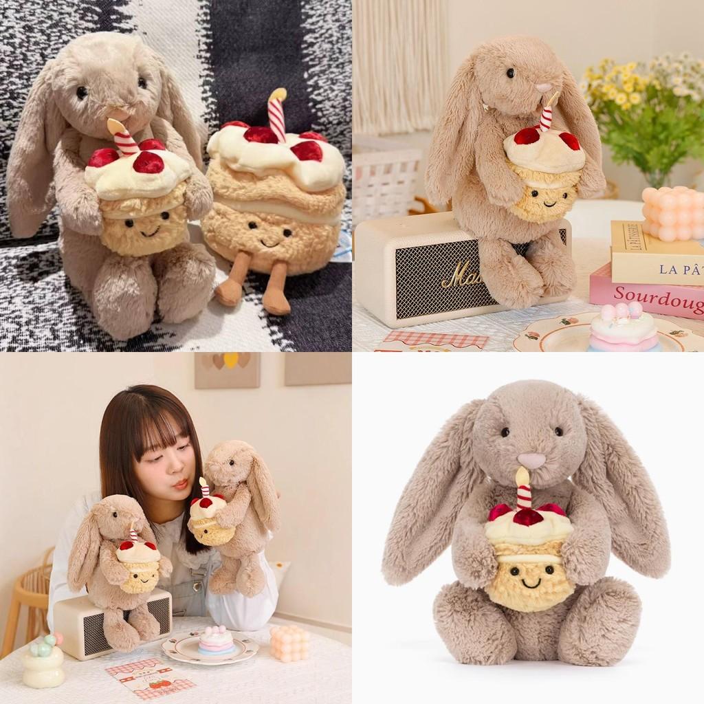 Jellycat Cute Rabbit Plush Doll Holding A Birthday Cake Design For Children Gift