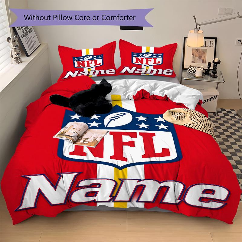 Personalized Nfl Soft Bedding 3 Piece Set HD Print Duvet Cover Pillowcases for Teens Adult Bedroom Decoration Christmas Gift C1035