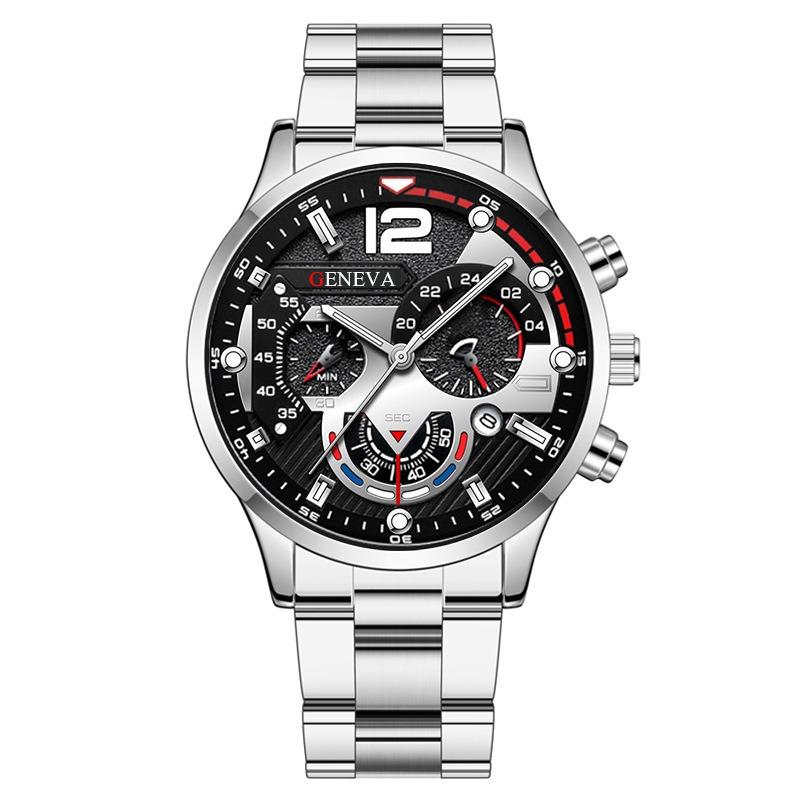 Hot Sale Men's Watch Men's Watch Calendar Six-Pin Steel Belt Watch Quartz Watch Sports Luminous Watch Men's