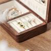 NEW Portable Flannelette Jewelry Storage Box High-end Luxurious Black Walnut Vintage Necklace Earrings Portable Travel Pure Wood