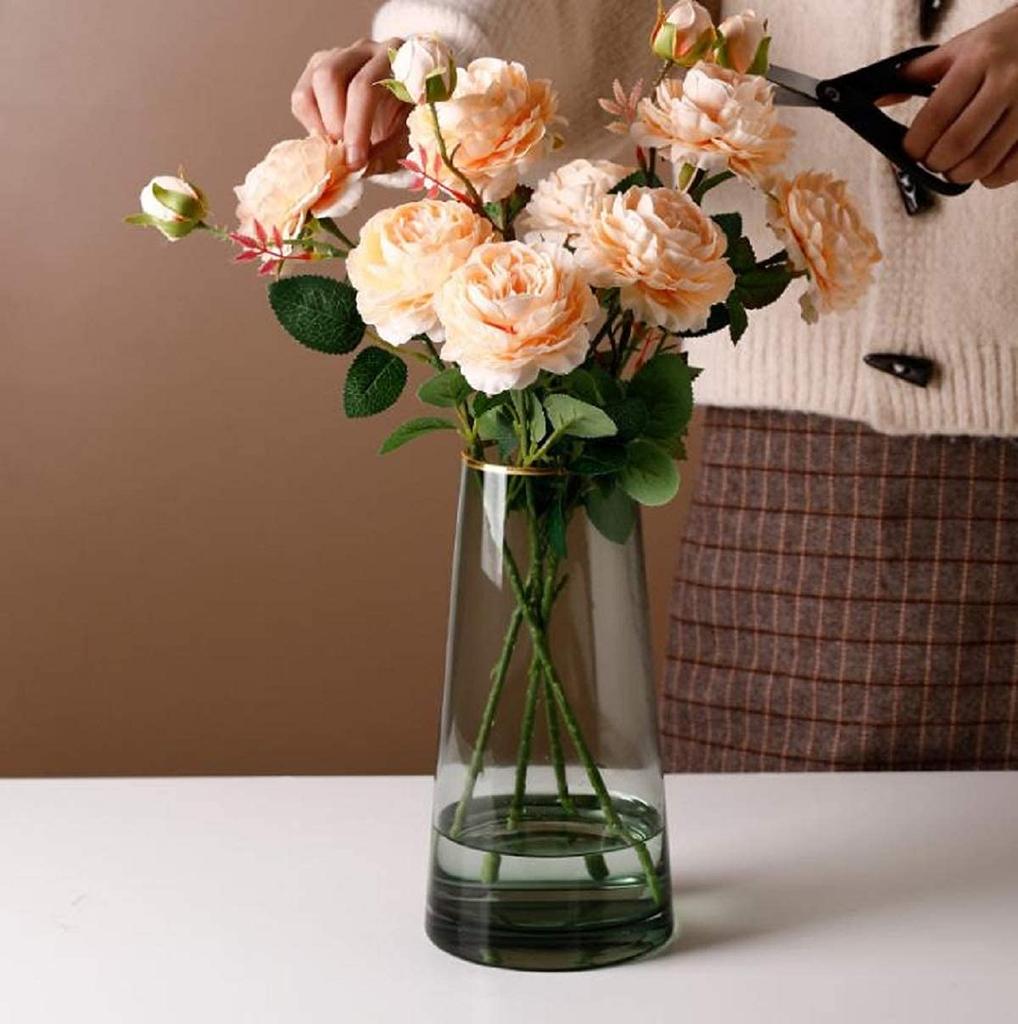 22cm Glass Vase, Transparent Glass Bottle, Nordic Style, Ideal for Arranging Flowers, Hydroponics, Ikebana, and Artificial Flowers, Stylish and