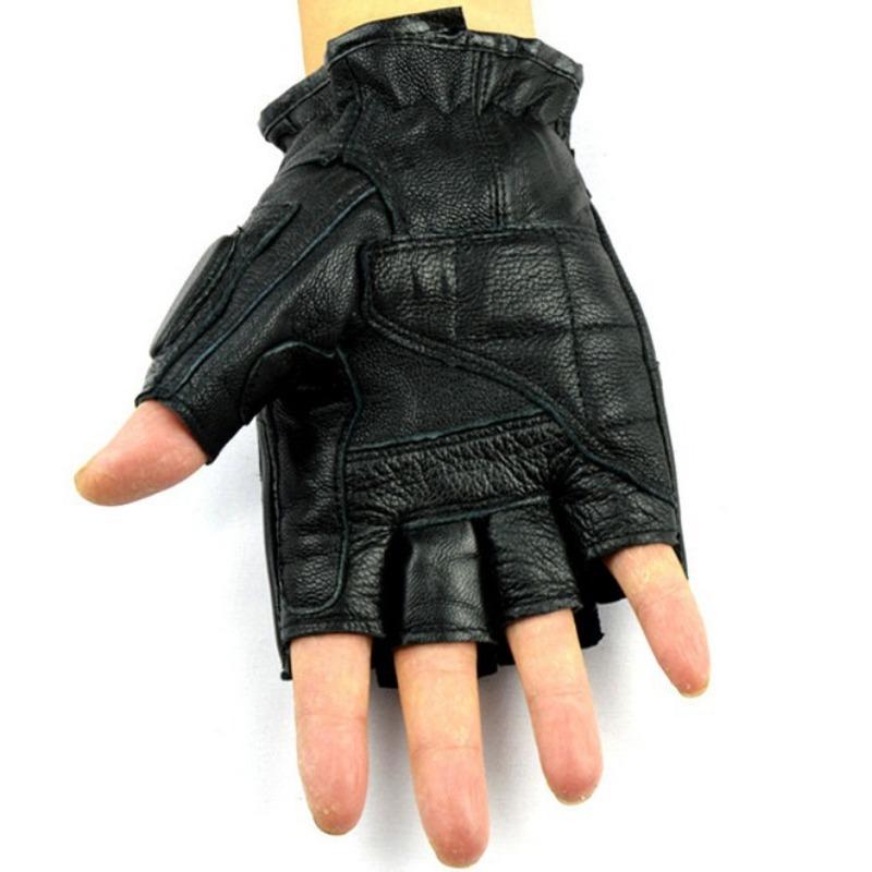 Men's Half Finger Leather Gloves, Driving Sports Open Finger Half Finger Tactical Fitness Exercise Outdoor Cycling Sheepskin Gloves