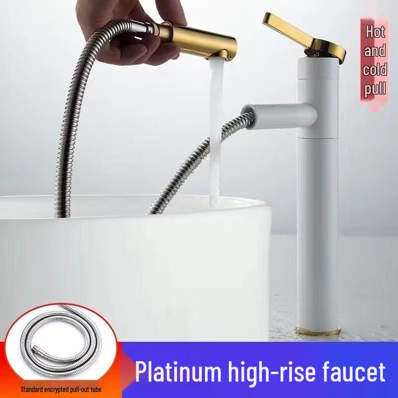 TLXT Platinum High Pull-Out Basin Faucet