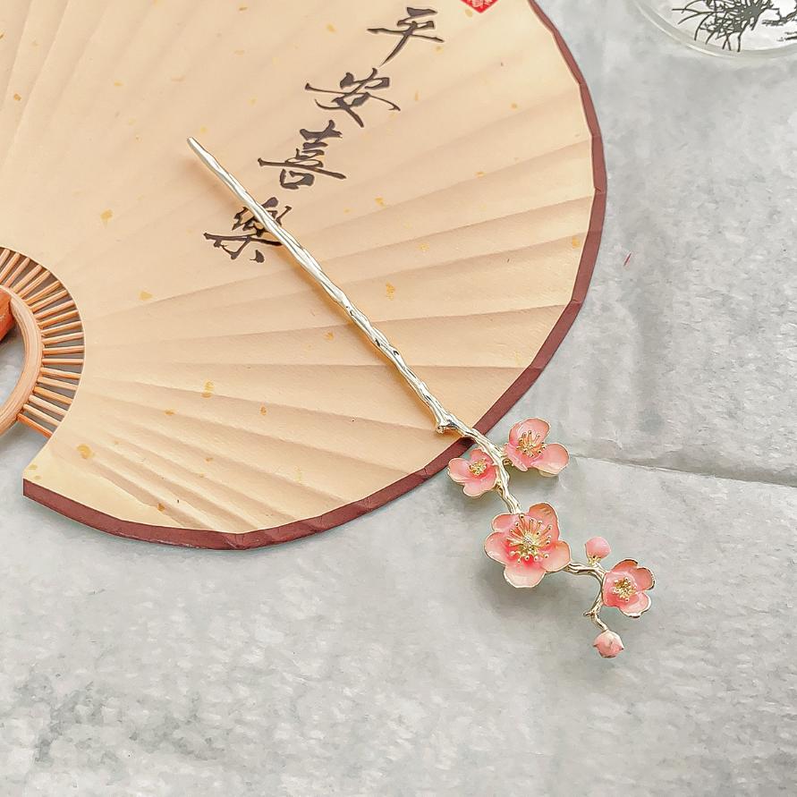 Eleganti Fermacapelli Fiore di Ciliegio Bastoncini per Capelli in Lega Giapponese con Fiori Rosa Accessori per Capelli da Donna per Chignon Alti Stile Hanfu Regali