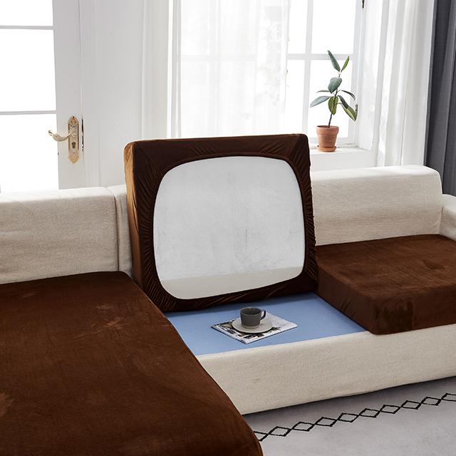 

Velvet Solid Color Sofa Seat Cushion Covers For Living Room Furniture Protector Elastic Removable Couch Chaise Longue Slipcover Back Cushion Cover