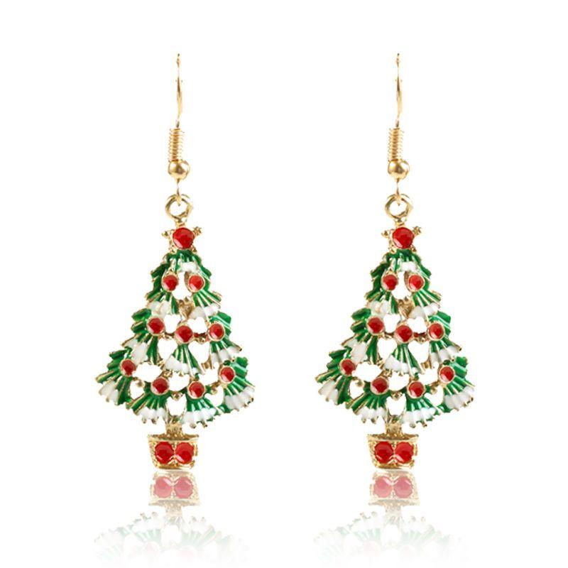 

Christmas Colorful Cartoon Jewelry Cute Drop Oil Christmas Tree Earrings Ornaments