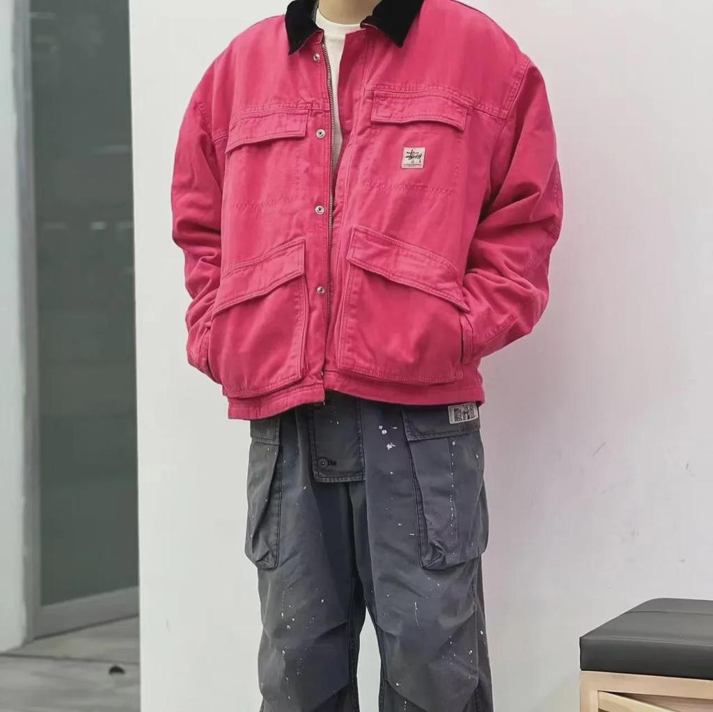 High-Quality Vintage Washed Canvas Lapel Jacket - Zipper Loose Fit for Couples