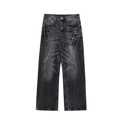 American Street Washed Vintage Jeans Men'S Spring And Autumn Straight Leg Loose Fitting European And American High Street Vibe Style Long Pants