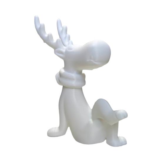 Deer Figurines for Christmas Decor 3D Printed Reindeer Figurine, Cute Sitting Statue with Scarf, Holiday Party Table Centerpieces Tabletop Home,