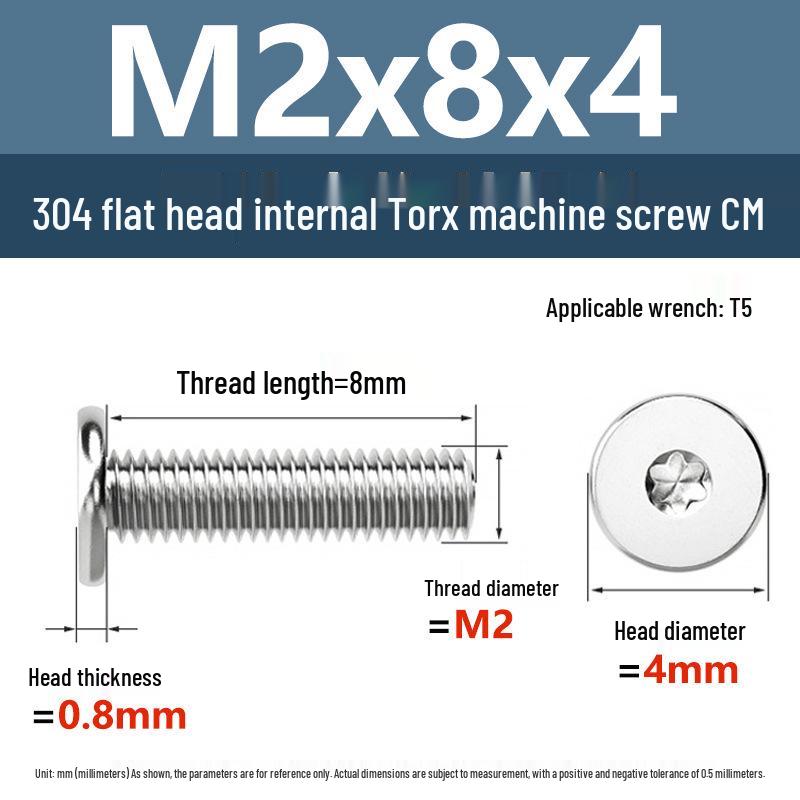 Yigu 304 Stainless Steel Thin Flat Head Torx Screw M2-M8 for Computer Machines