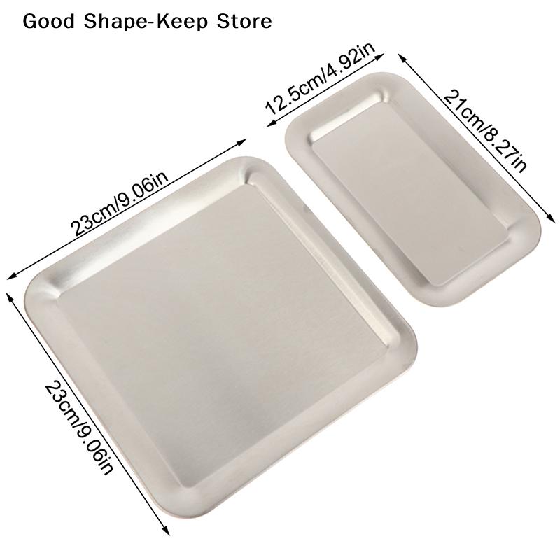 Stainless Steel Serving Tray Cafe Cake Dessert Plate Storage Luxury Square Rectangular Trays Home Kitchen Storage Table Dish