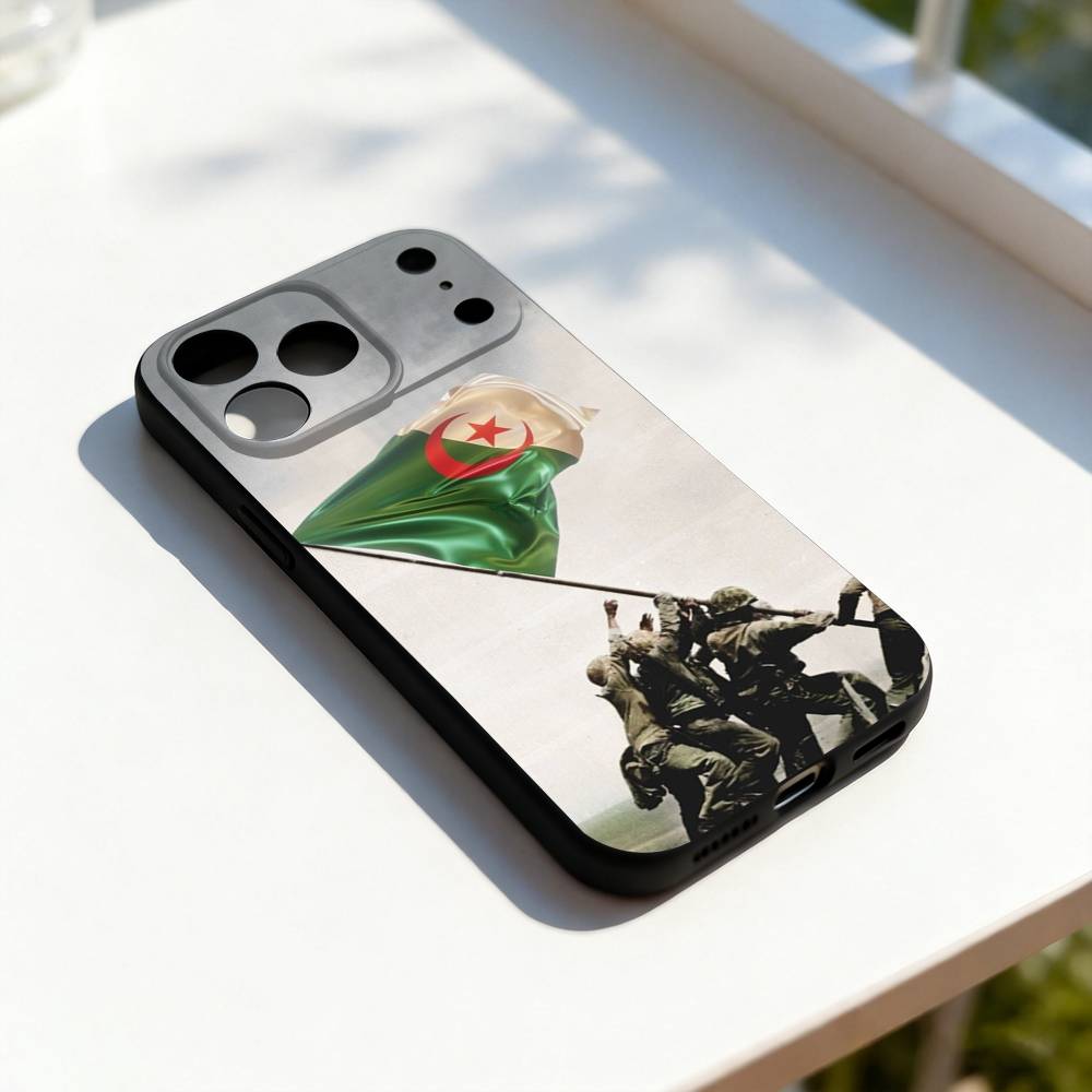 Algeria Flag Cool Phone Case For iPhone 17,16,15,14,13,12,11,Pro,Max,Plus,E,SE4,Air,Mini Black Soft Cover