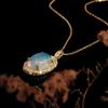 New 925 Sterling silver Necklace Loyalty stone Natural oval 10*14mm Ethiopia opal Pendant fine jewelry for women's Proposal gift