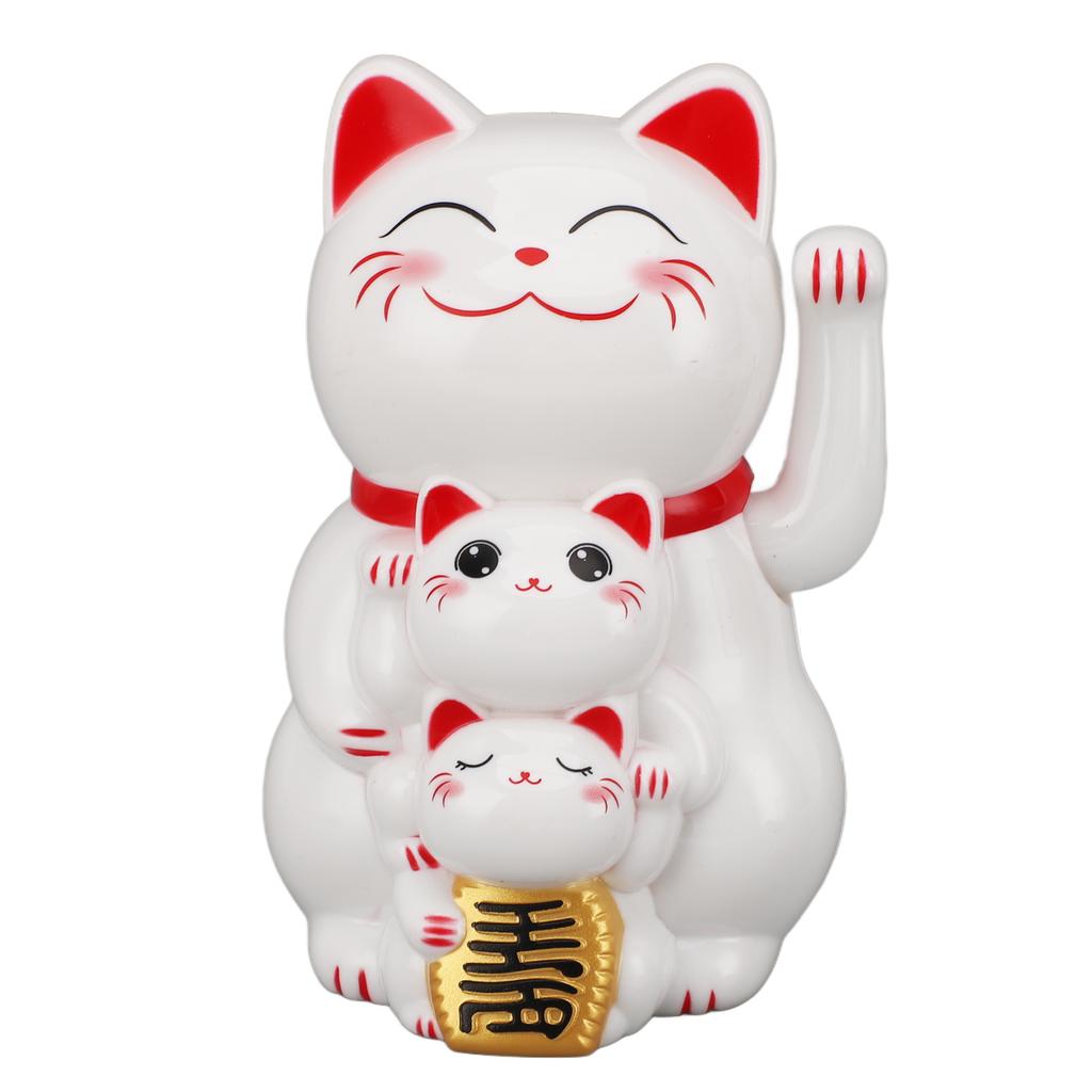 4,5 Zoll Solarbetriebene Lächelnde Katze Ornament Automatisch Winkende Hand Glückskatze Ornament für Auto Schreibtisch