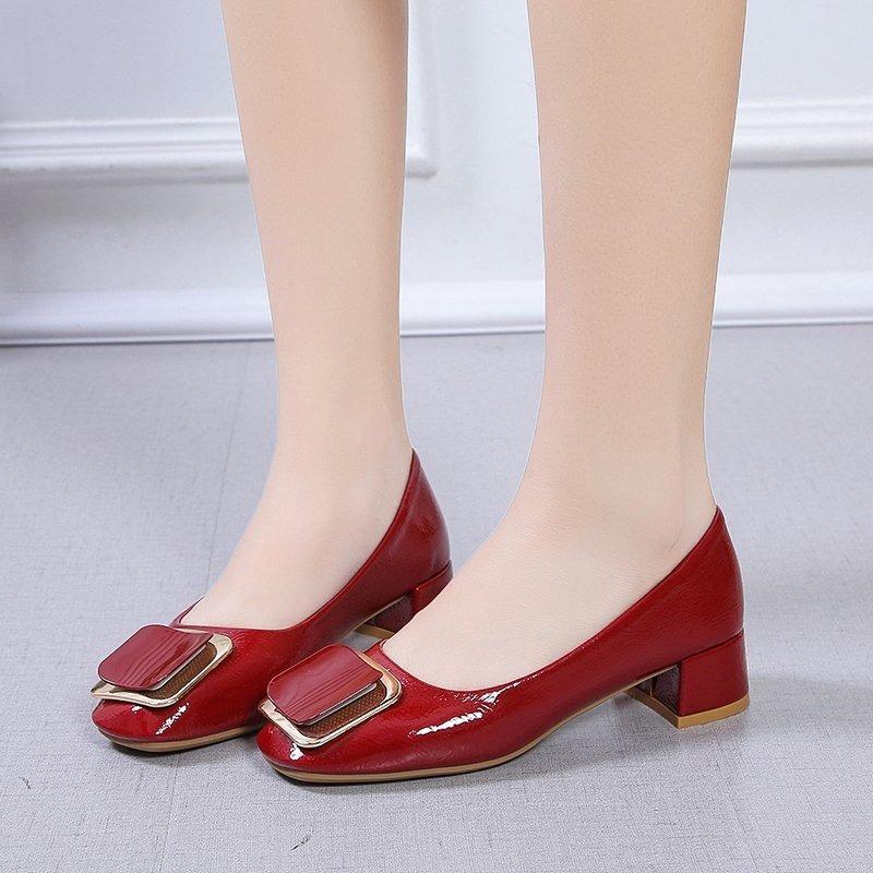 Fashion Women Pointed Toe Square Heel Shoes Chunky Heels Casual Slip on Lady High Quality Comfort Party Wedding 2025 Summer Pumps