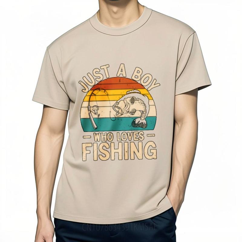 Travel Teeshirt Boys Summer Tshirt Vintage Just A Boy Who Loves Fishing Minimalist For Him Teeshirt Comfort Tshirt Travel