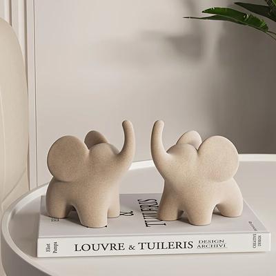 Charming Flocked Resin Elephant Figurine - Perfect For Living Room, Bedroom Decor & Wedding Gifts