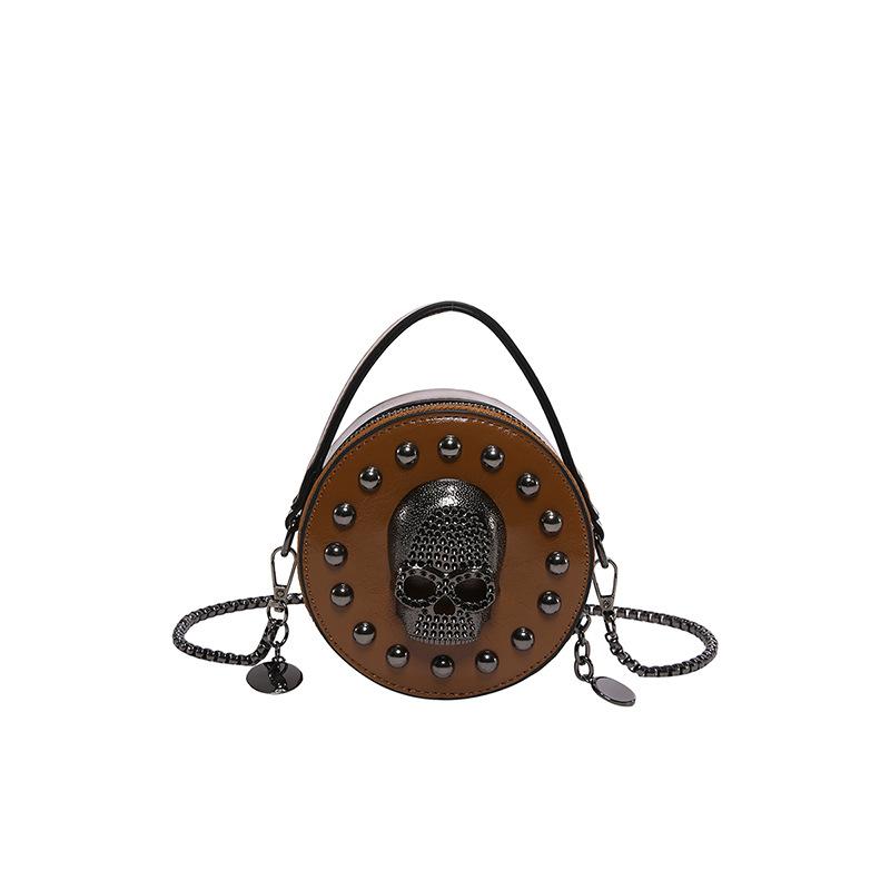 

Осенне-зимняя темная готическая сумка через плечо женская Skull Cross Super Fire Mini Маленькая круглая сумка Tide 12*5.5*12