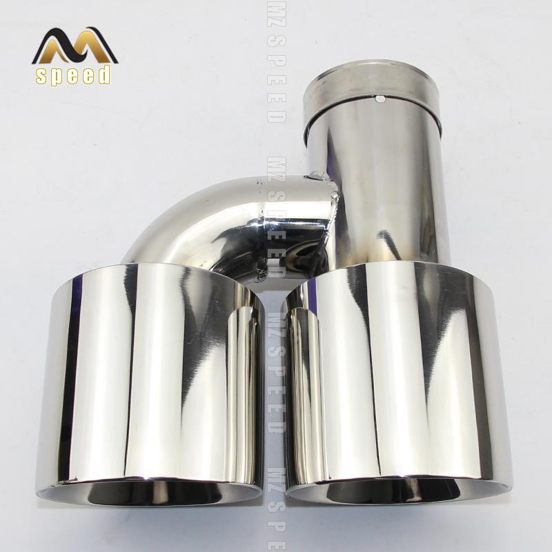 

Car accessories Stainless steel h type double outlet 101mm 114mm straight side exhaust pipe tail throat 57mm out 101mm