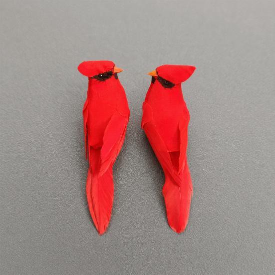 Uccello Rosso Realistico, Artigianato in Schiuma con Piume Simulate, Uccello Artificiale Realistico Decorazione per Albero di Natale, Ornamento per Casa e Giardino