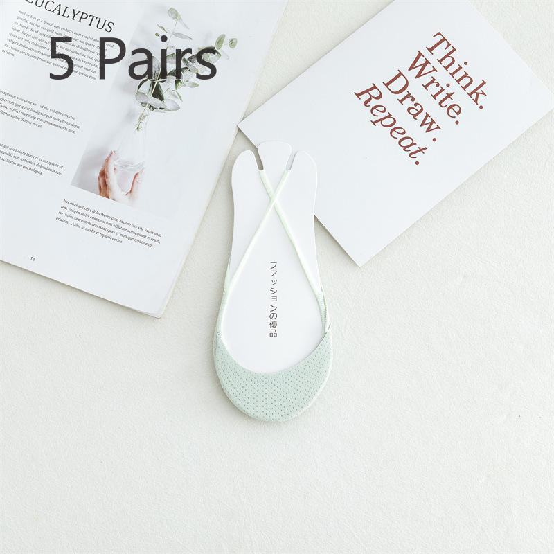 5 Par Skarpetek Damskie Halter Płytkie Odkryte Niewidoczne Skarpetki Lodowy Jedwab Skarpetki na Pół Stopy Poduszka na Przednią Stopę Odporne na Zużycie Skarpetki typu Łódka