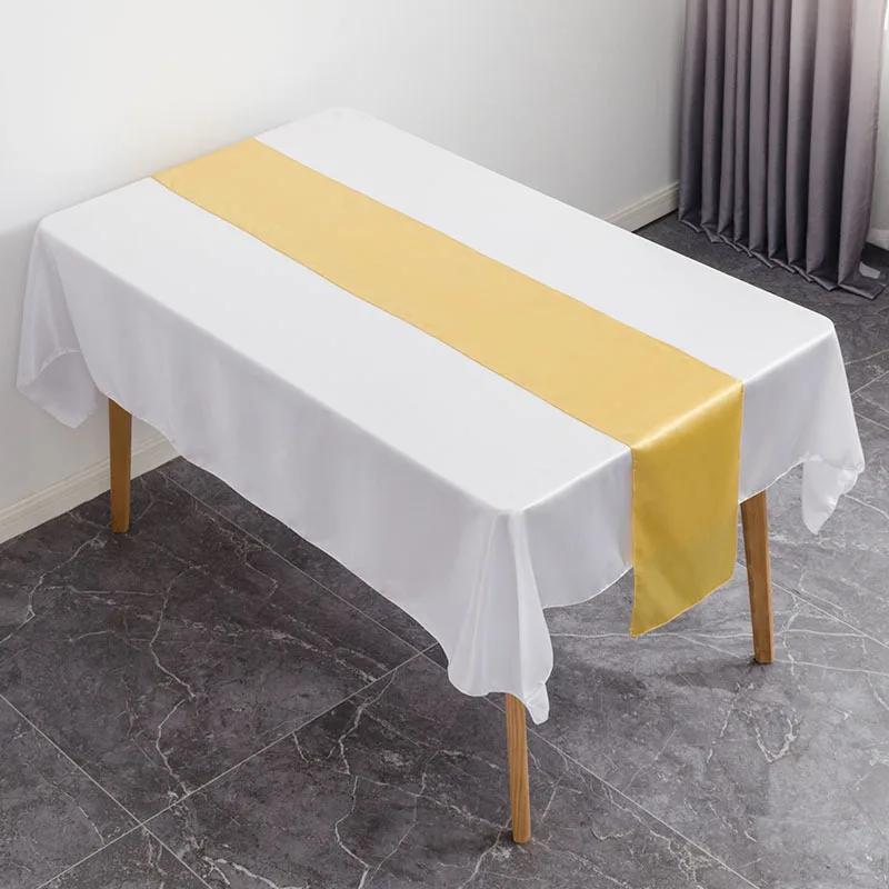 10Pcs Satin Table Runner 30cm X 275cm Wedding Party Supply Christmas Home Modern Coffee Dining Luxury Table Decoration