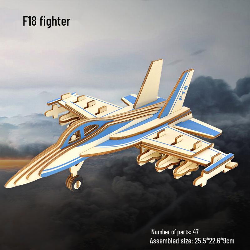 Wooden 3D Airplane Puzzle Educational DIY Toy for Children