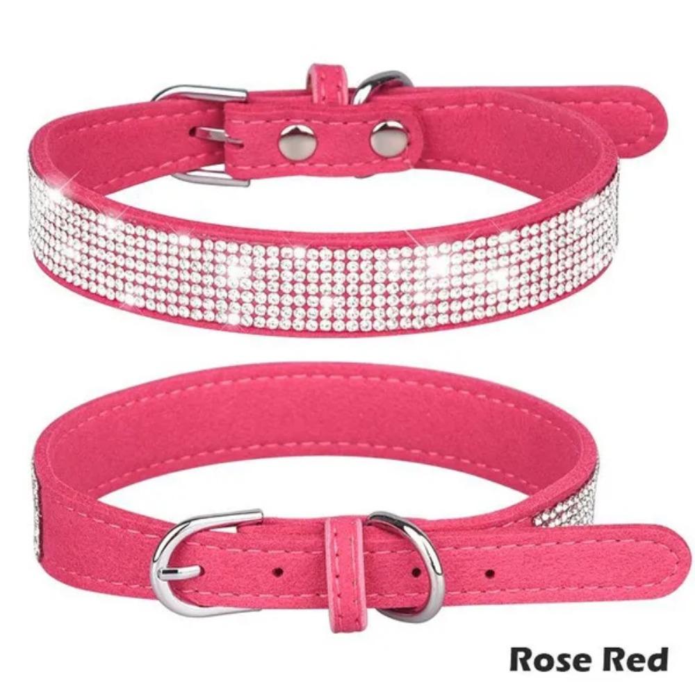 

1 шт. ошейник для кошек со стразами, товары для животных, милый ошейник для кошек, собак, щенков, регулируемый кожаный ошейник для щенков XS（old） розы красного