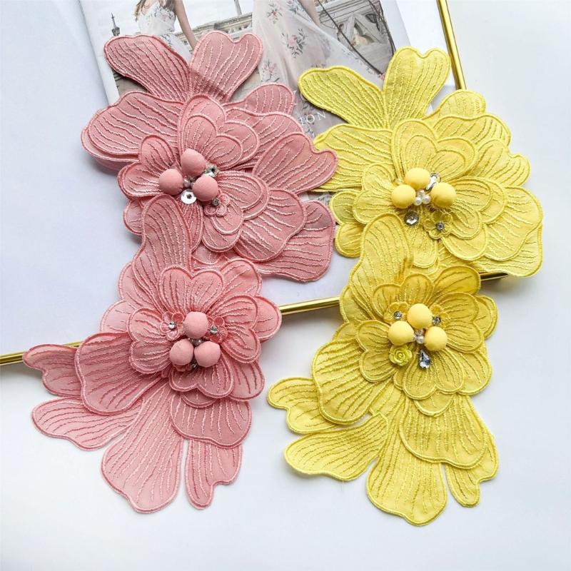 Polyester Flower Brooch Pin 3D Flower Pin Polyester Brooch Elegant Lapel Pin Wedding Dress Corsage for Daily Party Wear