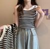 Women's Striped Sleeveless Knitted Summer Tank Top - Slimming, Sweet, and Cute