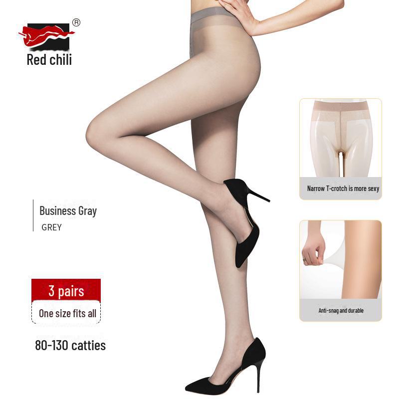 Red Pepper Anti-Snag 15D Silk Stockings for Women - Durable, Thin, Narrow T-Crotch Pantyhose with Skin Care Benefits