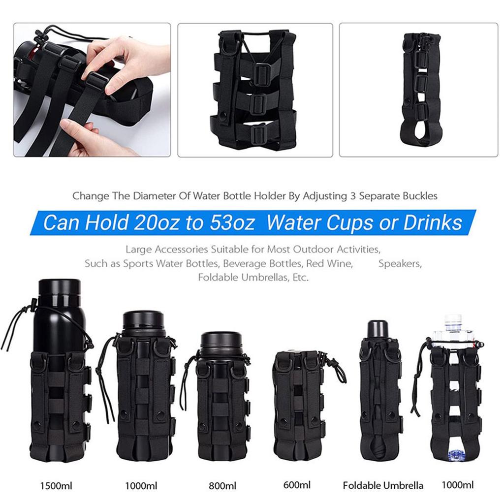 Belt Water Bottle Holder Bag Nylon Tactic Belt Water Bottle Pouches Water Bottle Carriers for Camping Hiking Travelling