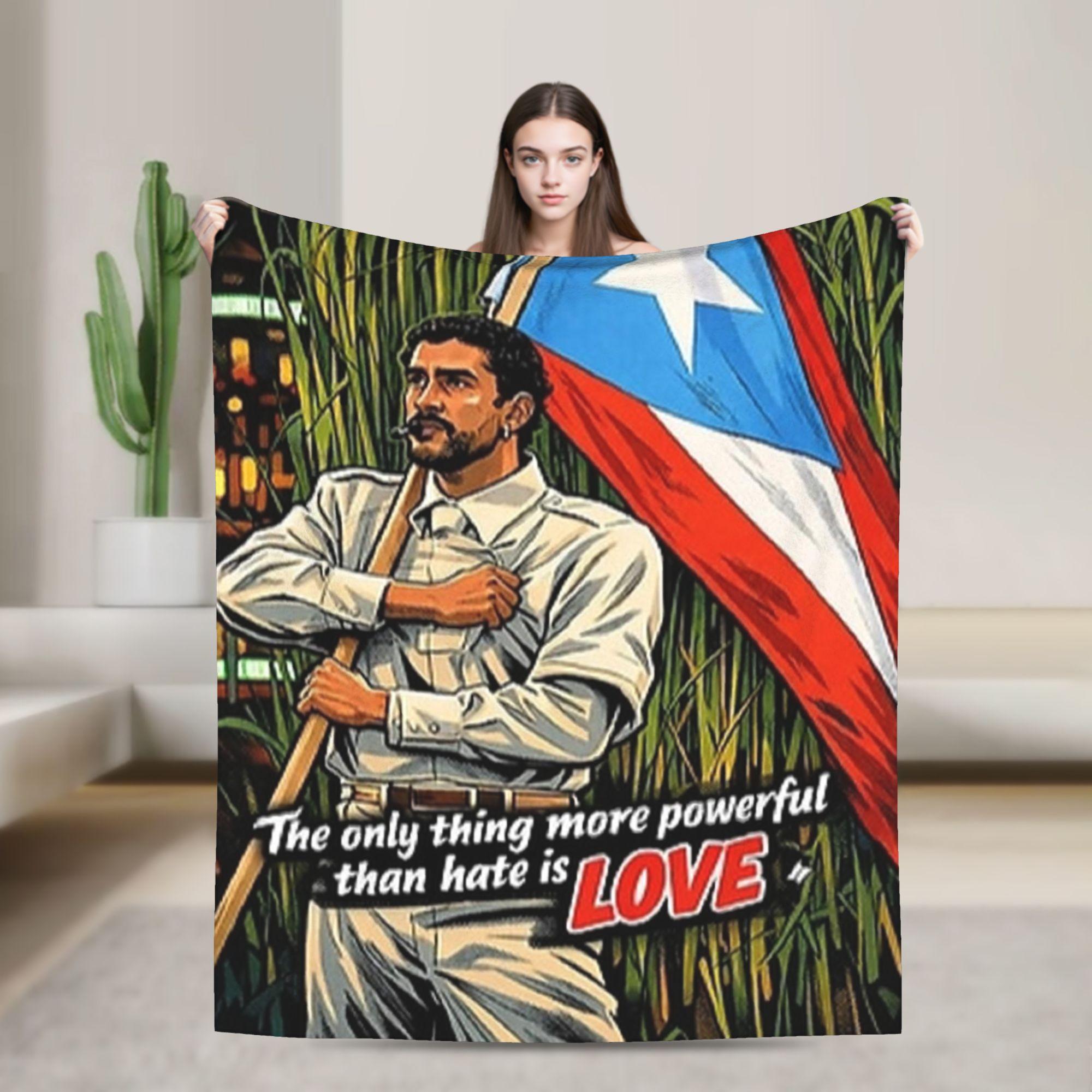 

Bad Bunny The only thing more powerful than hate is love Blankets Flannel Novelty Soft Throw Blanket for Chair Covering Sofa 75x90cm