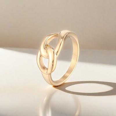 Geometric Hollow Chain Ring Titanium Steel Electroplating Premium Sense Ring Women's Ins Niche Jewelry