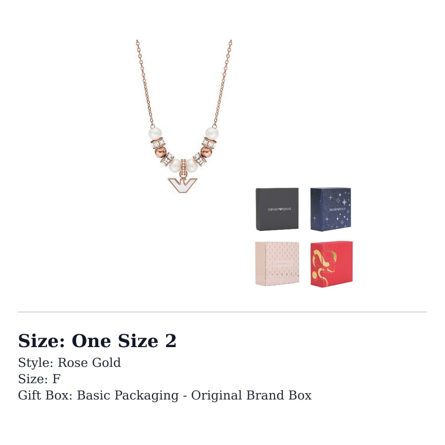Emporio Armani Mother Of Pearl Glass Stainless Steel Necklaces Women's Rose Gold EGS3053221