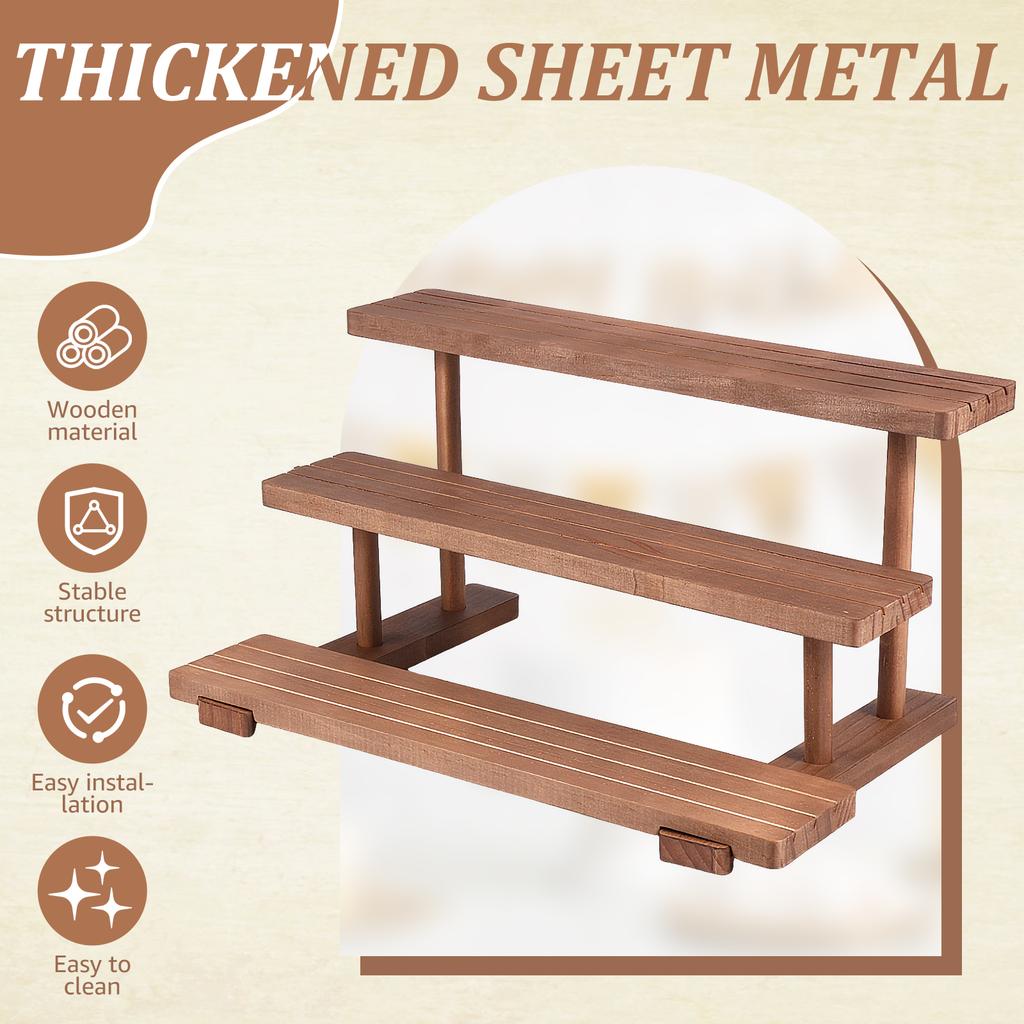 Wood Cupcake Riser Display Stand Dessert Window Counter Perfume Cosmetics Rack Dessert Model Mini Figure Shelf