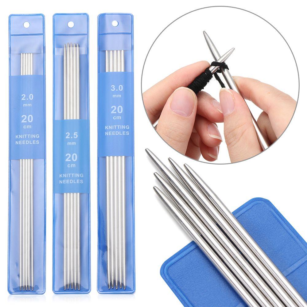 

5Pcs Stainless Steel Straight Knitting Needles Crochet Hooks Metal Crochet DIY Sweater Weave Craft Set Knitting Tools Accessory 2MM