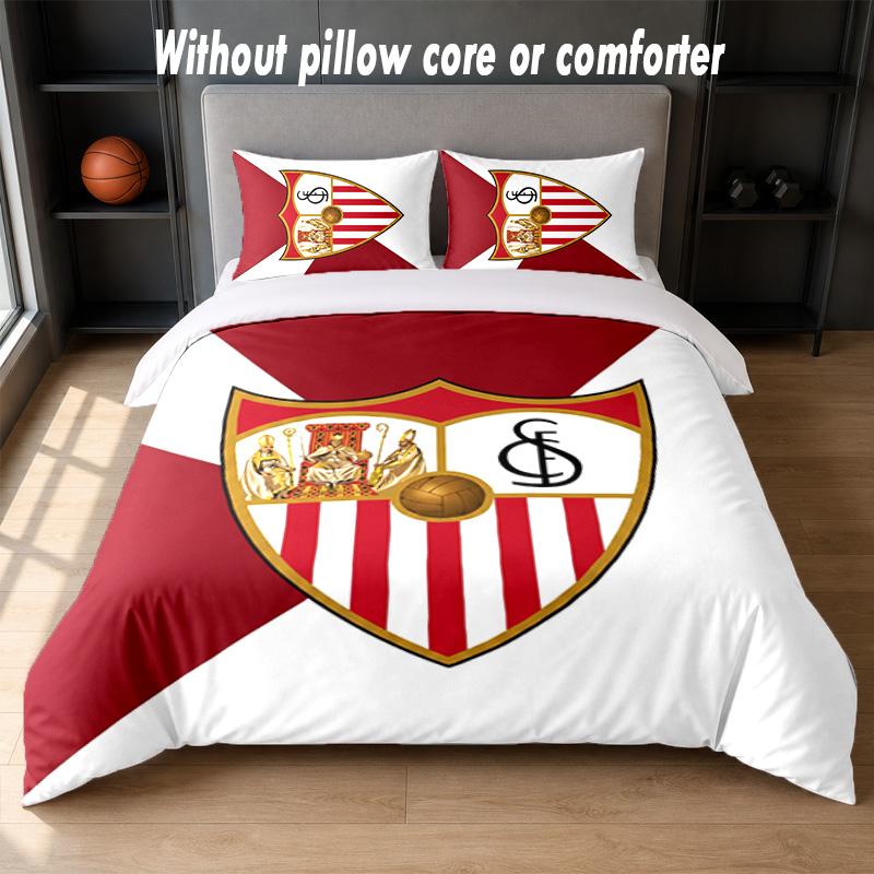Set de Cama con Diseño del Sevilla FC 1 Funda Nórdica + 2 Fundas de Almohada Suave Transpirable Ropa de Cama para el Hogar
