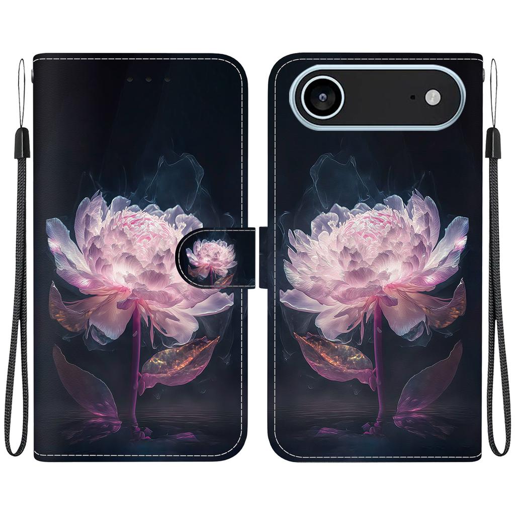 For iPhone 17 Air Wallet Phone Case Anti-Drop Leather Flip Cover Pattern Printing with Strap