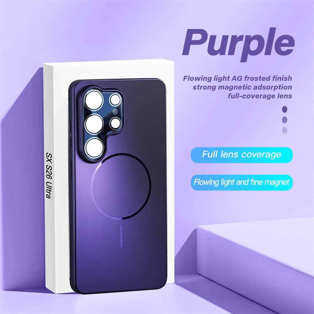 For Magsafe Ultrathin Magnetic Phone Case For Samsung Galaxy S26 Ultra S25 Ultra Plus Wireless Charge Metallic Paint Back Cover