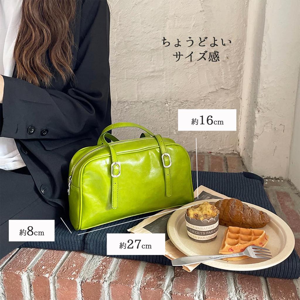 Horizontal Boston shoulder bag for large party [Lapimou] bag, bag, handbag, bag, one-shoulder bag, women, crossbody, horizontal, silver, A4, large,